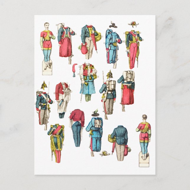 Postal soldados en miniatura hombres militares trozos de  (Anverso)