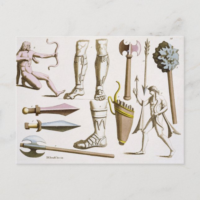 Postal Soldados griegos, armas y armaduras, placa 38 de ' (Anverso)