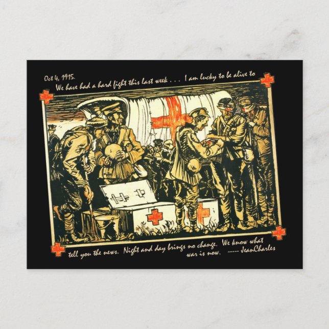Postal Soldados heridos por la Primera Guerra Mundial en  (Anverso)