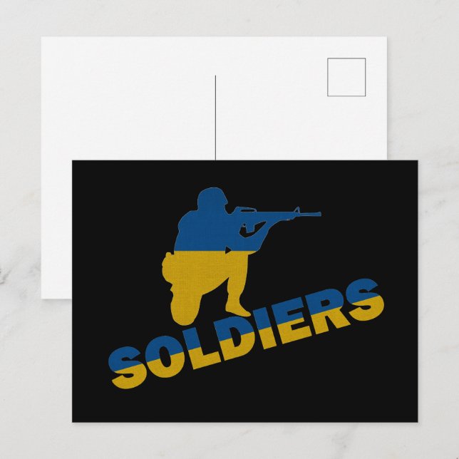 Postal Soldados ucranianos, bandera de Ucrania (Anverso / Reverso)