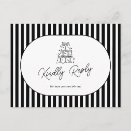Postal Solicitud de canción de boda a rayas blancas y neg