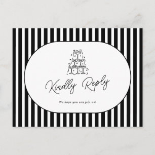 Postal Solicitud de canción de boda a rayas blancas y neg