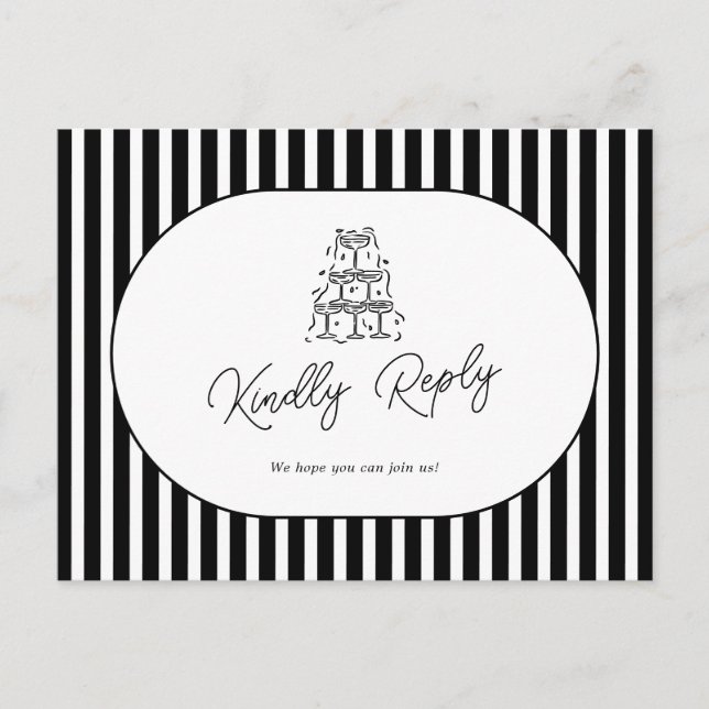 Postal Solicitud de canción de boda a rayas blancas y neg (Anverso)