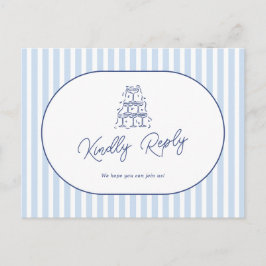 Postal Solicitud de canción de boda de raya de cabana azu