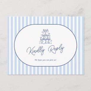 Postal Solicitud de canción de boda de raya de cabana azu