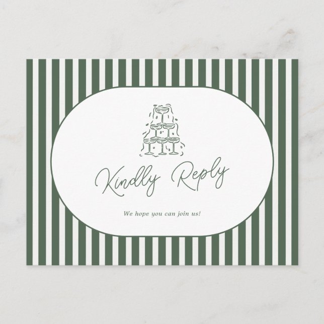 Postal Solicitud de canción de boda elegante con rayas ve (Anverso)