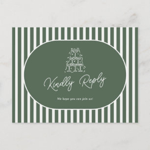 Postal Solicitud de canción de boda preppy con rayas verd