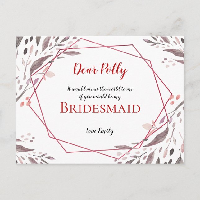 Postal Solicitud de hojas de tono Rubor/geométrica/dama d (Anverso)