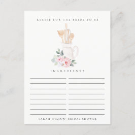 Postal Solicitud de receta floral de utensilios de rubor 