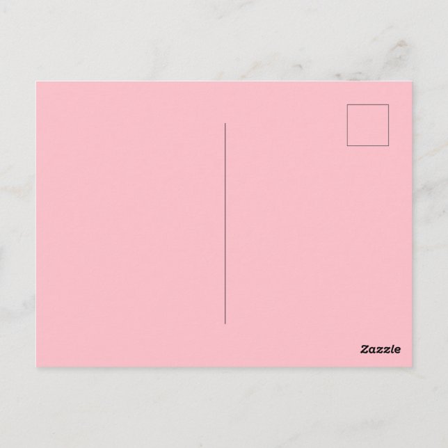Postal Solid Pink Post Card Personalized Greeting Design (Reverso)