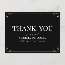 Postal Solidaridad Elegante Funeral Negro Simple Gracias