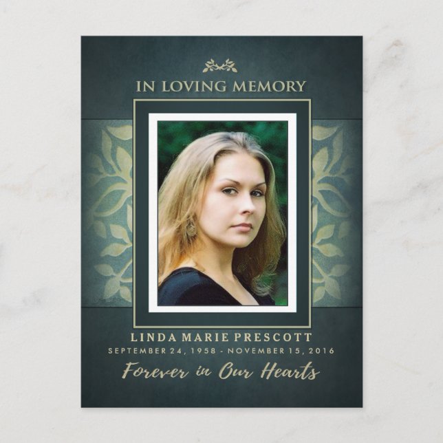 Postal Solidaridad Gracias a Turquoise Gold Leaves PostCa (Anverso)