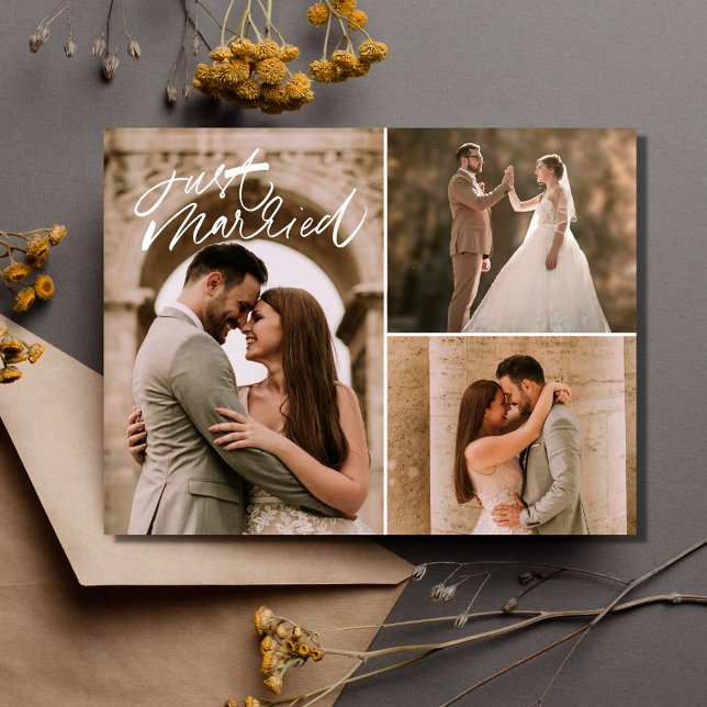 Postal Solo Boda de fotos casada gracias (Just Married Photo Wedding Thank You Postcard)