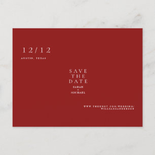 Postal Sólo bodas de texto simple rojo ruby Guardar la fe