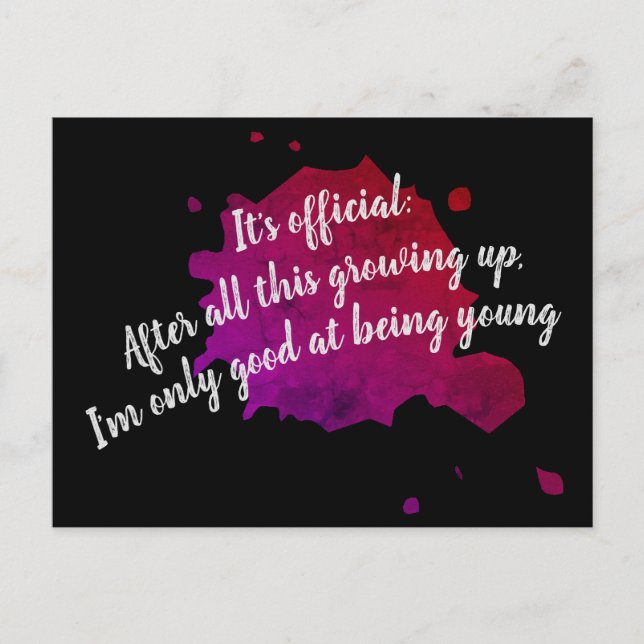 Postal Sólo bueno siendo joven (Anverso)