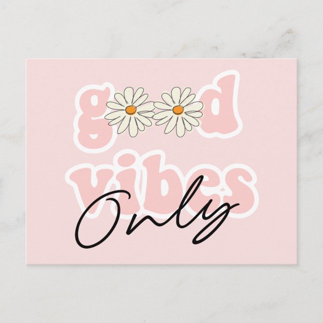 Postal Sólo Buenos Vibraciones Eslogan Hippie De Los 70 (Anverso)