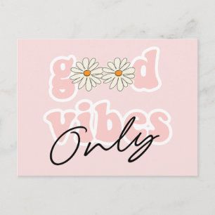 Postal Sólo Buenos Vibraciones Eslogan Hippie De Los 70
