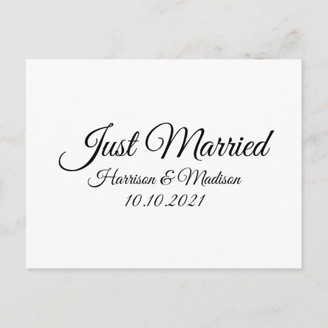 Postal Solo casado, personalizar texto blanco negro (Anverso)