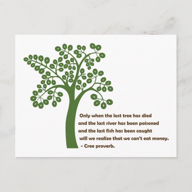 Postal Sólo cuando el último árbol (Anverso)