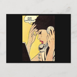 Postal Sólo enviar arte de historietas de chocolate vinta