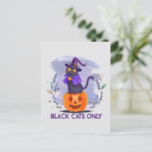 Postal Solo gatos negros: gato brujo sobre Jack-O’-Lanter