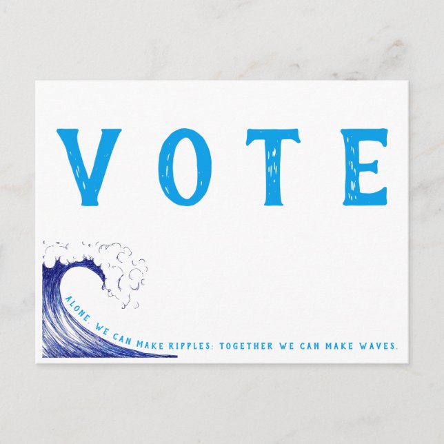 Postal Solo hacemos ondas; Juntos hacemos olas. (Anverso)