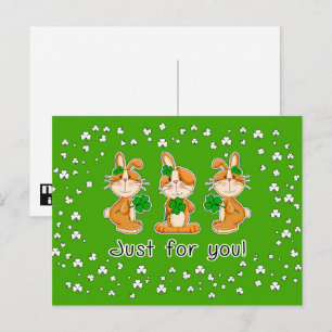 Postal Solo por ti. Dulces Bunnies St. Patrick's Day