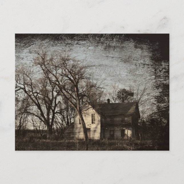 Postal Solo Quedan Recuerdos, Casa Abandonada en la Granj (Anverso)