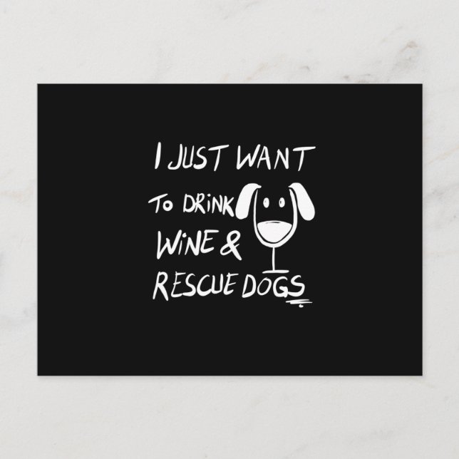 Postal Solo quiero beber vino (Anverso)