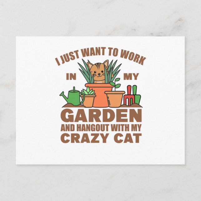 Postal Solo Quiero Trabajar En Mi Hangout De Jardín Con M (Anverso)