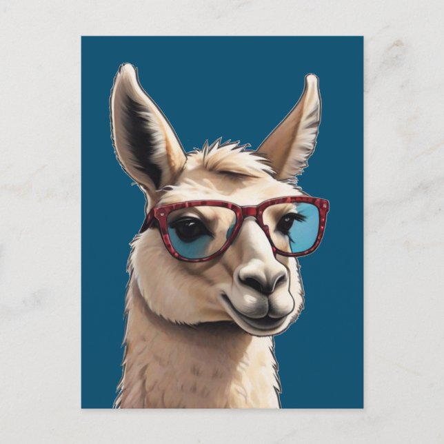 Postal Solo sé Guay Smile Llama Funky Alpaca Sungafas (Anverso)