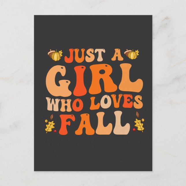 Postal Solo un Chica que ama a la caída Funn Groovy Fall  (Anverso)