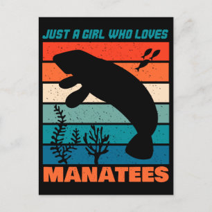 Postal Solo un Chica que ama a los animales retro manatíe