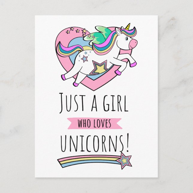 Postal ¡Sólo Un Chica Que Ama A Los Unicornios! (Anverso)