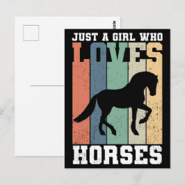 Postal Sólo un chica que ama los caballos | Caballo retro