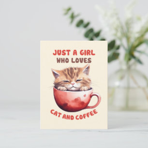 Postal Solo un Chica que ama los gatos y el café (2)
