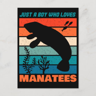 Postal Solo un chico que ama a los manatíes - animal retr