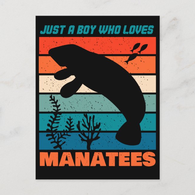 Postal Solo un chico que ama a los manatíes - animal retr (Anverso)