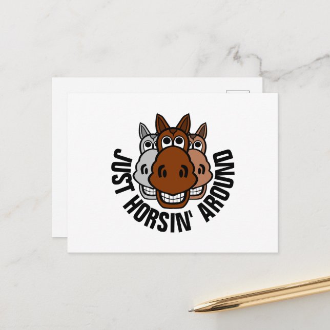 Postal Solo un cuerno por ahí, caballo (Anverso/Reverso In Situ)