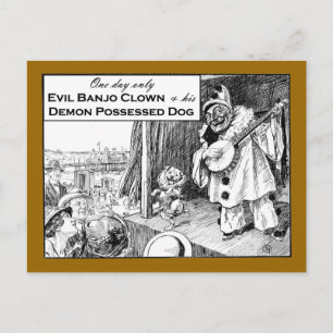 Postal Sólo un día: Payaso del Banjo Malvado