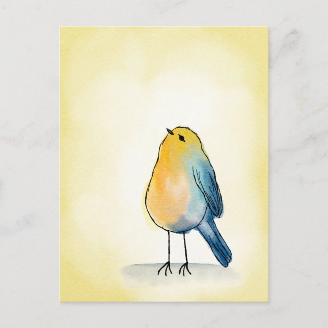 Postal Sólo un pájaro pequeño feliz (Anverso)