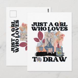 Postal Sólo una chica que ama dibujar