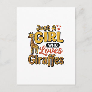Postal Sólo una chica que ama las jirafas diseño vectoria