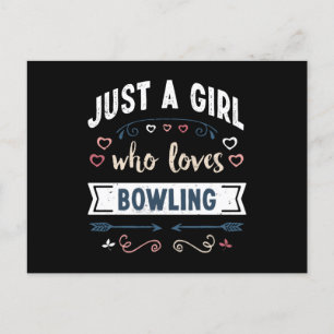 Postal Solo una chica que ama regalos divertidos de bolos