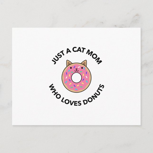 Postal Sólo una mamá de gatos que ama a los donuts (Anverso)