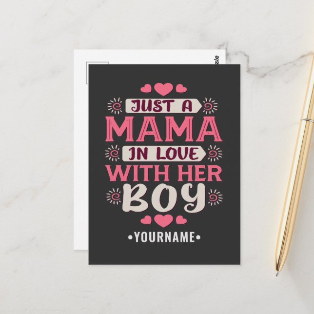 Postal Sólo una mamá enamorada de su hijo (Anverso/Reverso In Situ)