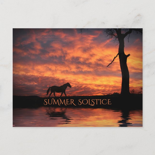 Postal Solsticio de Verano Litha Caballo y Amanecer (Anverso)