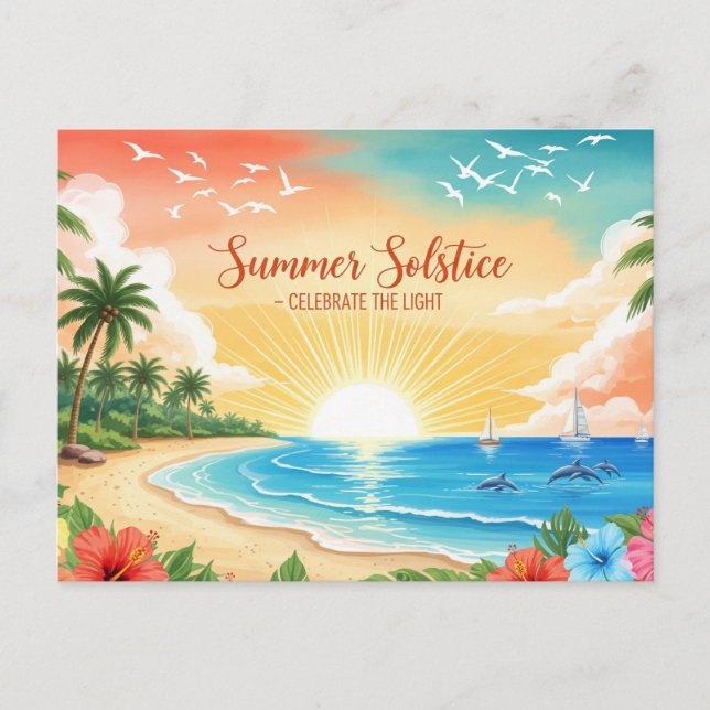Postal solsticio de verano retro (Anverso)