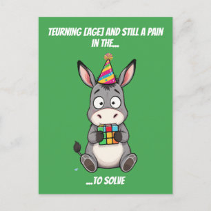 Postal Solucionador de Cubo Burro Cumpleaños Divertido Hu