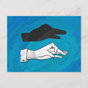 Postal Sombra De Pato En Azul